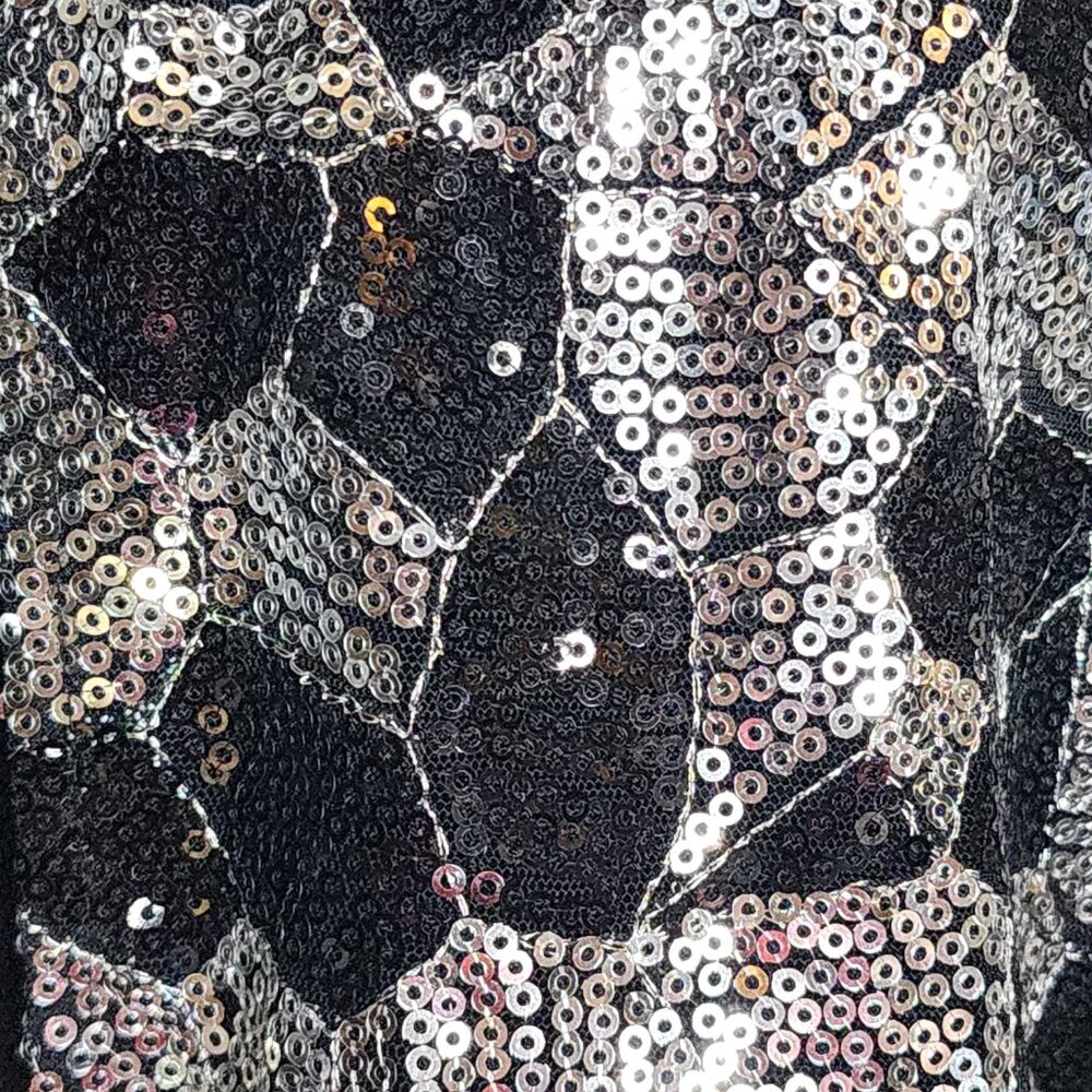 Chico's Black Silver Sequin Twilight Dazzle Tropez Poly Jacket Sz Chico 3 US XL - Picture 8 of 16